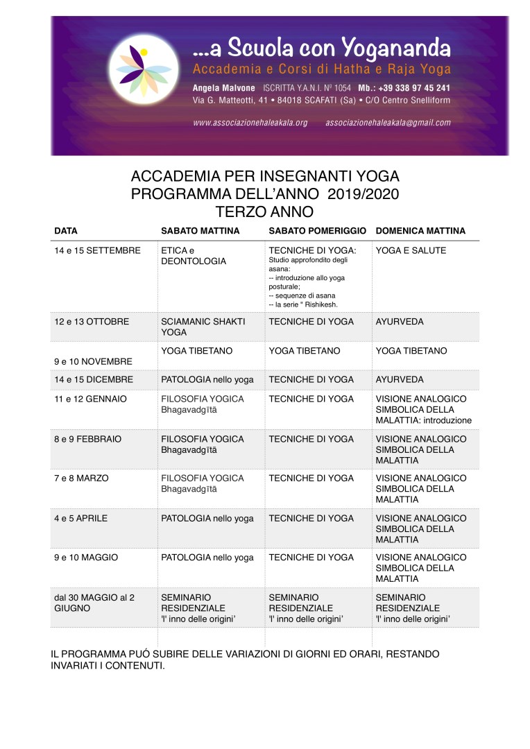 Accademia- programma 2019:2020 terzo anno