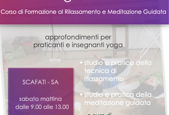 studio e pratica della tecnica di rilassamento Yoga Nidra attraverso lo studio di questa antica tecnica esploriamo: - il sonno e la veglia; -le onde cerebrali; -l'aura e i corpi sottili; -gli organi di percezione; -la visualizzazione; -i diversi stati di coscienza; studio e pratica della meditazione guidata -le parole e il loro valore; -il canto, il suono e la voce a cura di Angela Malvone insegnante di Hatha, Raja e Kriya Yoga